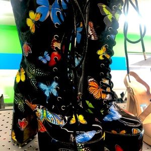 *DOLLS KILL* Whisper It Butterfly Print Boots